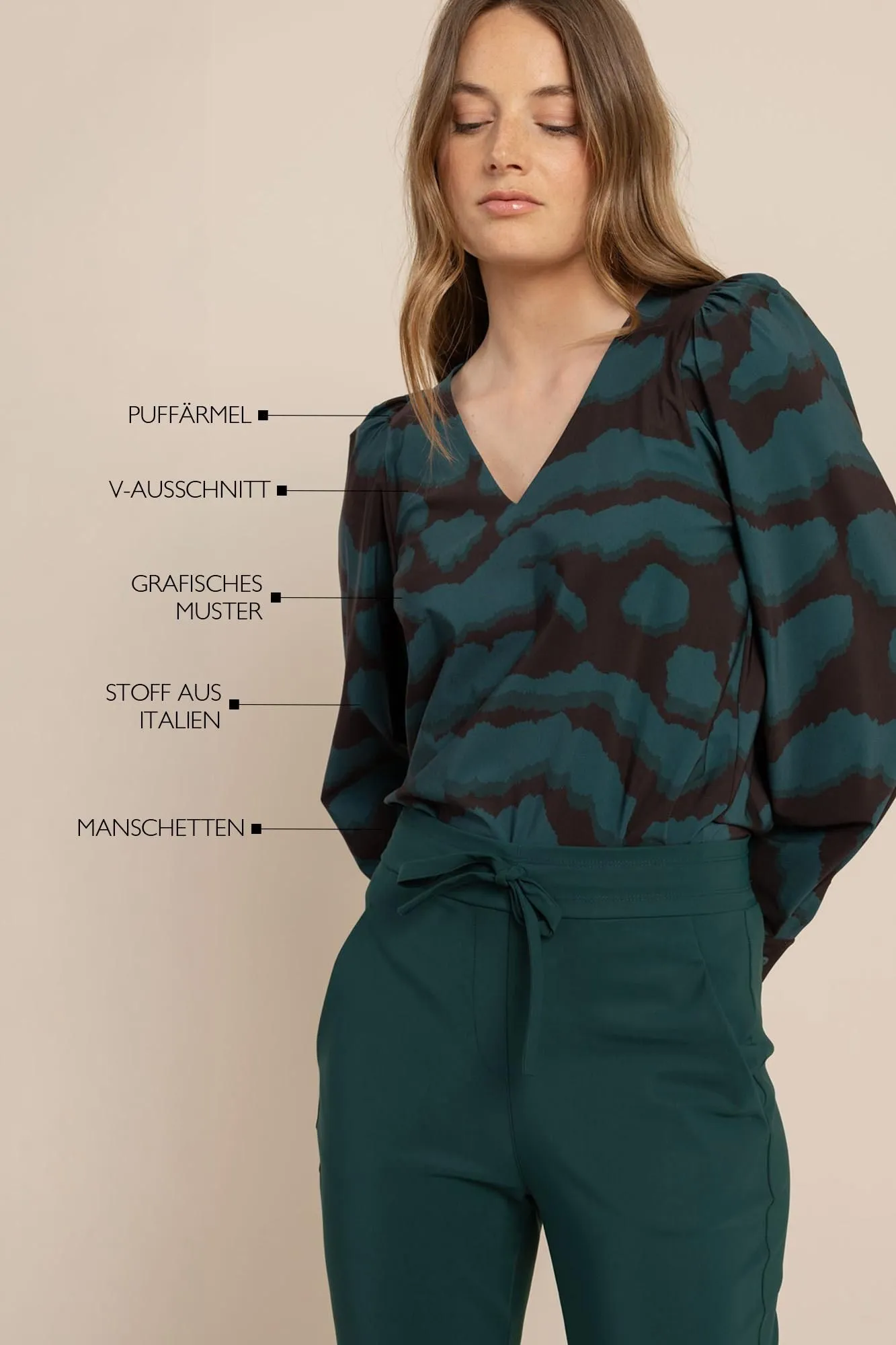 Studio Anneloes Les Blurred Top in espresso en teal, dames top